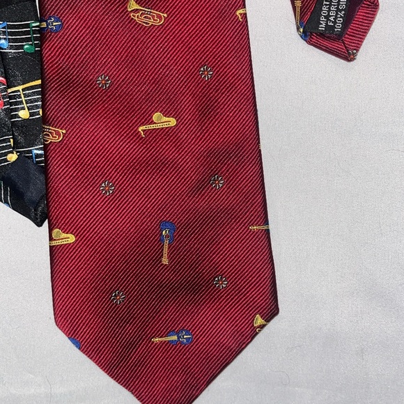 Men’s Music Lot of Ties Music Notes and Bass Instruments Music Notes and Horns - Picture 3 of 5